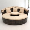 Outdoor Round Daybed Patio Furniture Set with Retractable Canopy, Washable Cushions, and Clamshell Design - 4 of 4
