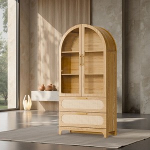SEVOBAL Utility Storage Cabinets Arched Organizer With 2 Doors For Living Room, Bedroom, Kitchen, 2 Drawers, Brown, 15.7"*35.0"*72.8" - 1 of 4