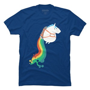 Men's Design By Humans Unicorn on rainbow jet pack By radiomode T-Shirt - 1 of 3
