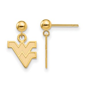 Black Bow Jewelry 14k Yellow Gold West Virginia Mountaineers NCAA Dangle Earrings - 1 of 3
