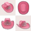 4E's Novelty Preppy Pink Cowgirl Hat – Sparkling Sequin Cowboy Hat with Tiara & Heart-Shaped Sunglasses Set for Women - 4 of 4