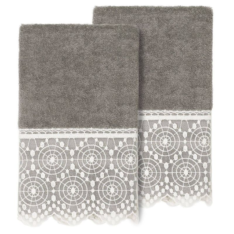 2pc Arian Cream Lace Embellished Hand Towels - Linum Home Textiles, 1 of 4