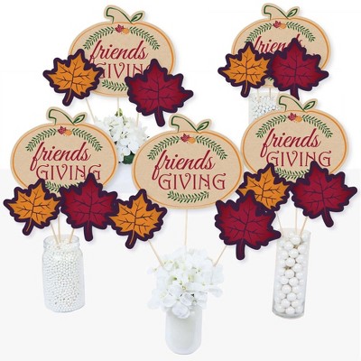 Big Dot of Happiness Friends Thanksgiving Feast - Friendsgiving Party Centerpiece Sticks - Table Toppers - Set of 15