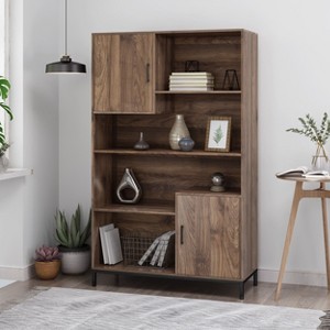 NicBex Bookcases for Living Room 4-Tier 31.5" W Storage Cabinet Bookcase with Iron Legs and 1 Drawer, 2 Cabinets for Home Office - 1 of 4