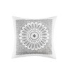 Cotton Embroidered Decorative Square Pillow Grey 20x20" - 2 of 4