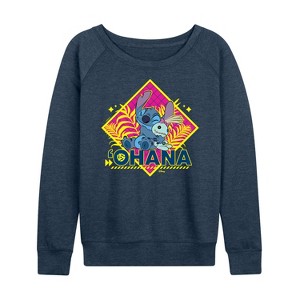Women's - Disney - Lilo & Stitch Lightweight French Terry Wide Neck Long Sleeve Shirt - 1 of 4
