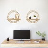 Attop Small Floating Shelves Set of 2, 11" Gold Wall Mounted Hanging Shelf with Metal Frame Wood Round Wall Shelves for Storage - 2 of 4