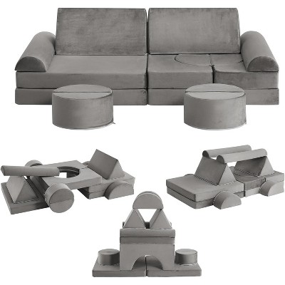 Acekool 15-Piece Modular Kids Play Sofa, Creative Floor Couch for Boys & Girls, Imagination Sofa for Playroom