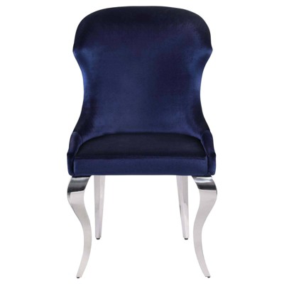 Cheyanne Blue Velvet Upholstered Side Chair with Metal Legs