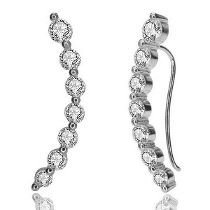 Amy and Annette 14K White Gold Plated Earring Crawler Climber with Crystals - 1 of 4