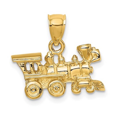 Black Bow Jewelry 14k Yellow Gold 3D Locomotive Polished Pendant