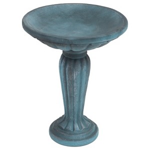 Sunnydaze Outdoor Glass Fiber Reinforced Concrete Patio Grecian Column Style Bird Bath - 20.25" - 1 of 4