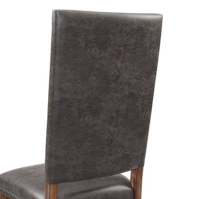 Tall Back Gray Faux Leather and Wood Dining Chair Set