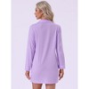cheibear Women's Casual Long Sleeve Notched Lapel Button Down Lounge Nightshirt - 4 of 4