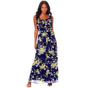Roaman's Women's Plus Size Romantic Ruffle Dress - 1 of 4
