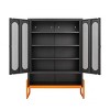 GlasFlength Shoe Racks Double Door Shoe Cabinet Long Shoe Rack FreeStanding Shoe Rack for Living Room, Black, 31.49"*13.77"*46.45" - 3 of 4