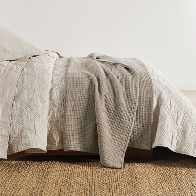 Taupe Cotton Reversible Full/Queen Quilt Set