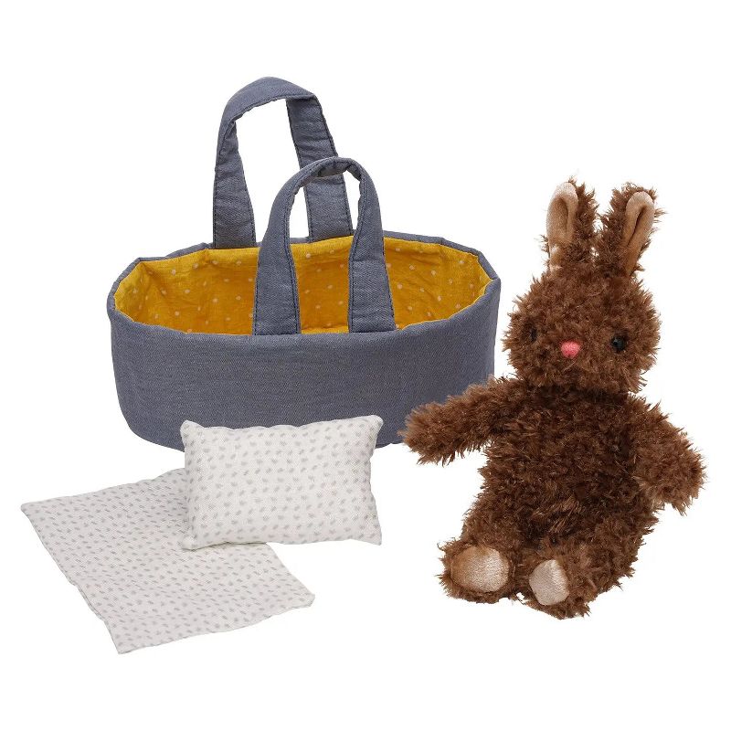 Manhattan Toy Moppettes Beau Bunny Stuffed Animal Nurturing Playset with Bunny Plush Toy, Fabric Bassinet, Blanket & Pillow, 3 of 9