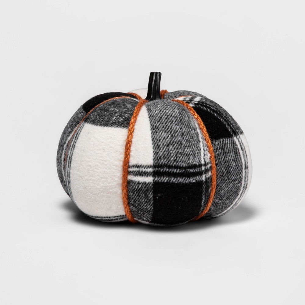 Halloween Harvest Plaid Pumpkin Medium Black and Cream - Hyde & EEK! Boutique