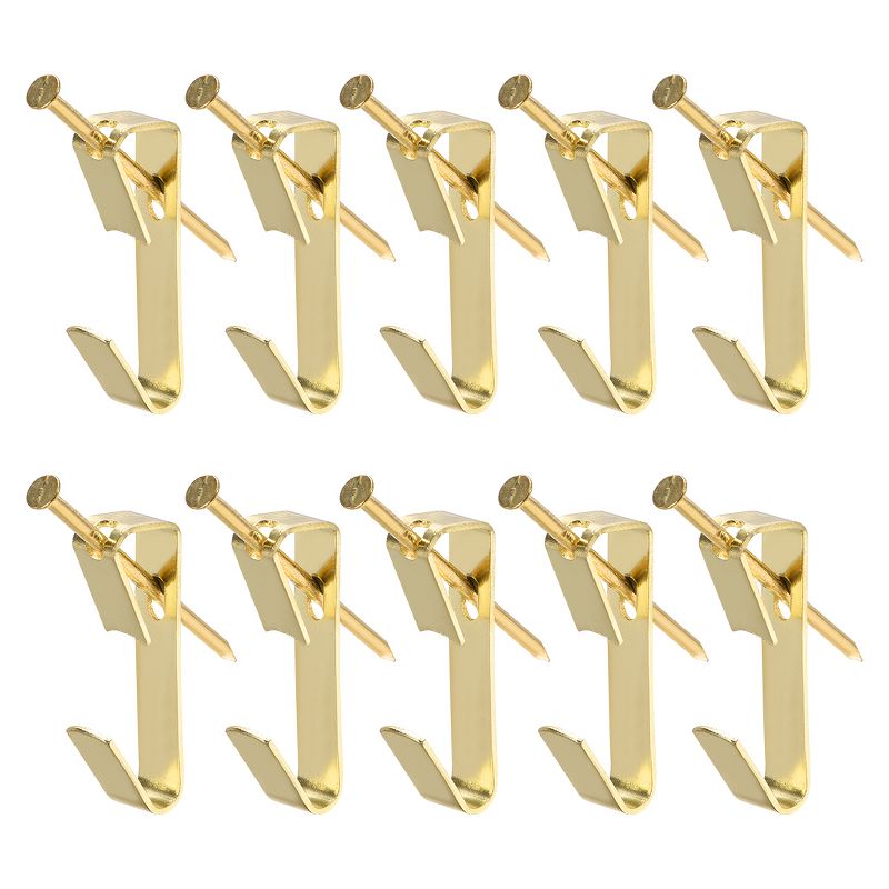 Unique Bargains Photo Frame Hanging Hooks Kit for Wall Mounting Brassy 1.42" x 0.24" 80 Pcs, 1 of 4