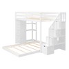 Twin over Full Separable Bunk Beds with Storage Stairs, Wood L-Shape Bunk Bed Frame with 4 Drawers and Shelves for Kids Teens Adults - 4 of 4