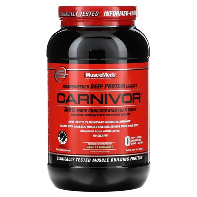 MuscleMeds Carnivor, Bioengineered Beef Protein Isolate, Vanilla Caramel, 1.95 lbs (888 g)
