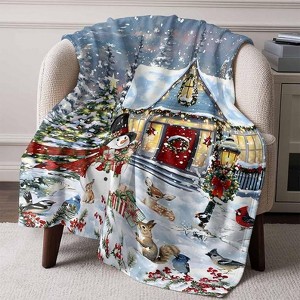 Lomsoe Christmas Blanket Gift, Snowman Flannel Throw, Holiday Blanket, Baby Kids Christmas Gift, Cozy Family Home Decor Blanket. - 1 of 4