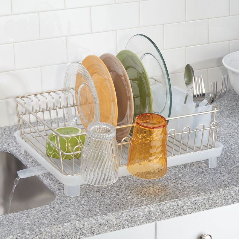 mDesign Large Kitchen Dish Drying Rack with Swivel Spout, 3 Pieces, 3 of 6