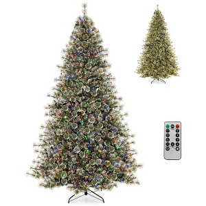 Resenkos 9-Ft Pre-Lit Hinged Artificial Christmas Tree with Quick Connect - Green - 1 of 4