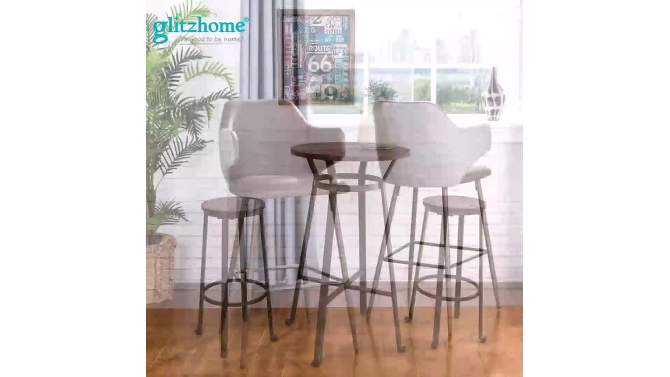 Set of 2 Leatherette Barstools with Tapered Metal Legs - Glitzhome, 2 of 11, play video