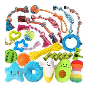 Itopfox 25 Pack Luxury Dog Chew Toys for Puppy, Rope Toys, Treat Ball and Squeaky Toys for Teething Small Dogs - 1 of 4