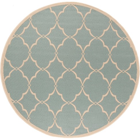 Safavieh Evoke EVK210 Ivory and Blue 6'7 x 6'7 Round Area Rug