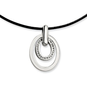 Black Bow Jewelry Women's Stainless Steel Embracing Gems Necklace with Cubic Zirconia - 1 of 4