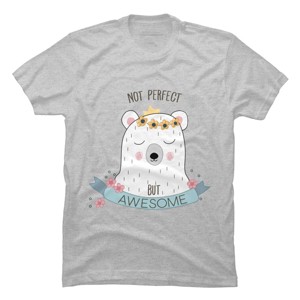 Men's Design By Humans I'm Awesome Flower Crown Polar Bear By T-Shirt - 1 of 2