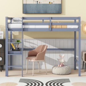 NicBex Twin Size Loft Bed with Built-in Desk,Sturdy Rubber Wood Bunk Bed with Safety Rails & Ladder,High Loft Bed for Teens,Adults - 1 of 4