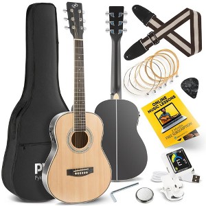 Pyle 34" 6-String Electric Acoustic Guitar Kit with Digital Tuner & Accessories - Nature Color, Matt Finish - 1 of 4