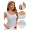 INSPIRE CHIC Women's U-Neck Tank with Built-In Bras Ribbed Wide Straps Undershirt - 3 of 4