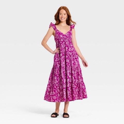 Женские платья Universal Thread Women's Ruffle Sleeve Maxi Sundress - Universal Threads™ Purple Floral S