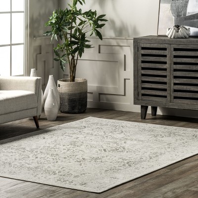 Ivory Rectangular Easy Care Synthetic Area Rug, 52" x 24"