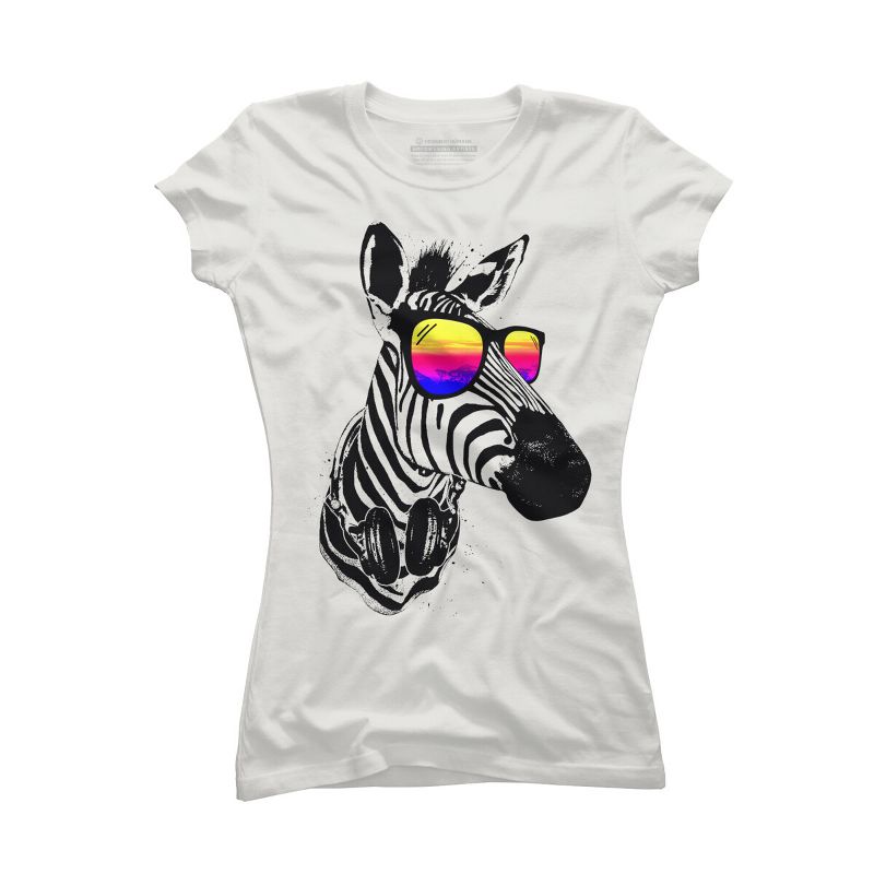 Junior's Design By Humans Cool Zebra By clingcling T-Shirt, 1 of 4