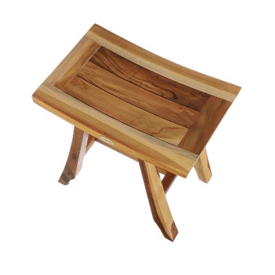 20" Teak Wood Adjustable Shower Bench with Safety Features