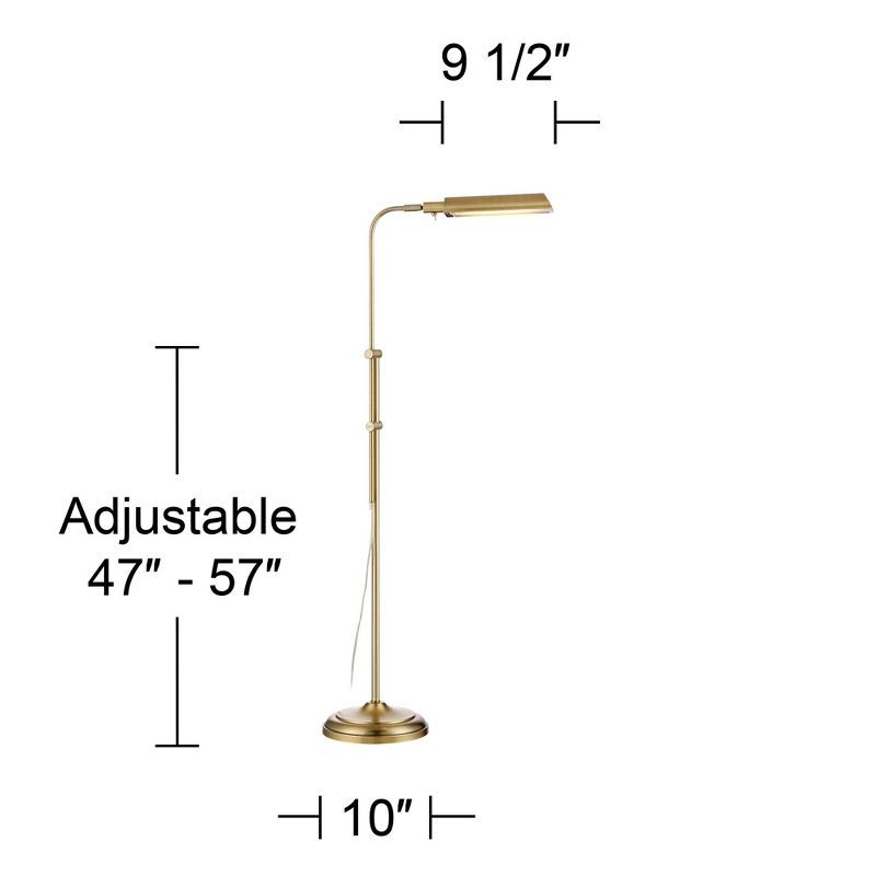 360 Lighting Culver Traditional Pharmacy Floor Lamp Standing 57" Tall Plated Aged Brass LED Adjustable Metal Shade for Living Room Reading Bedroo, 4 of 10