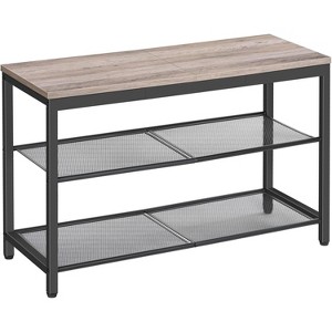3-in-1 Industrial Storage Bench: Seat, Display & Organizer - 3-Tier Mesh Shoe Rack for Entryway, Living Room or Hallway - 1 of 4