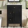 Gulches 24 in 18 in Undermount Rectangular Bathroom Sink in Black Solid Rubberwood MDF Ceramic with 3 Drawers Adjustable Shelf Gold Handles - 2 of 4