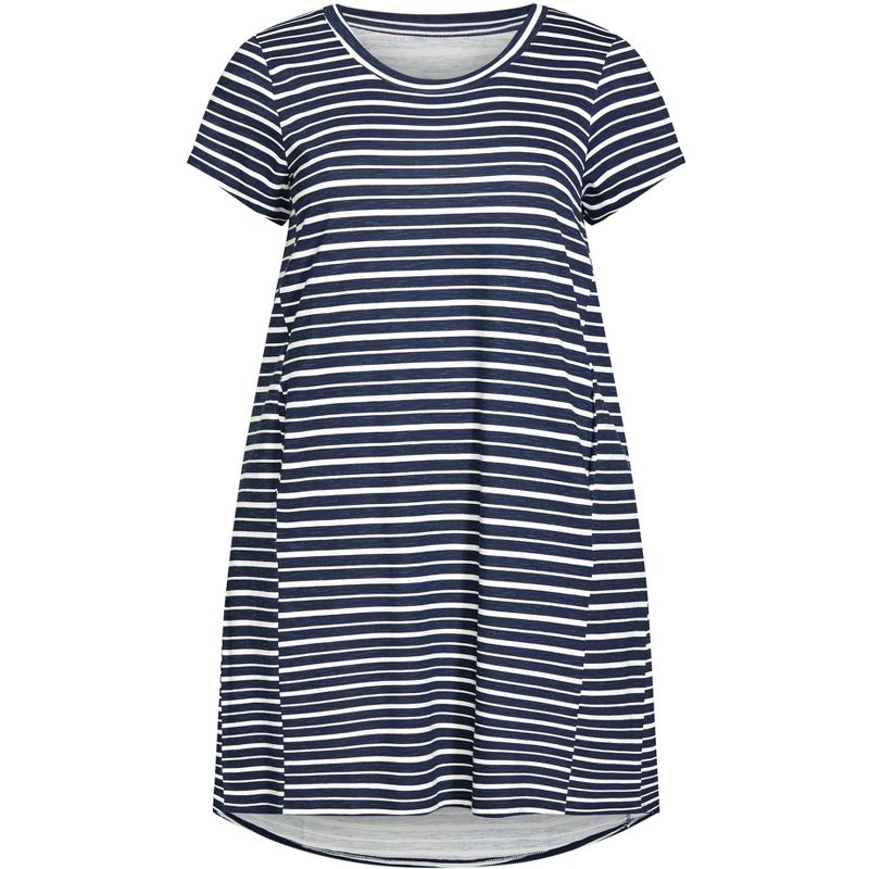 Women's Plus Size Hello Sunshine Stripe Dress - navy | ZIM & ZOE, 3 of 4