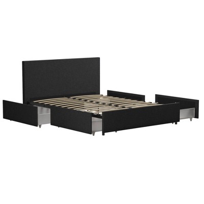 Kelly Dark Gray Upholstered Queen Bed with Storage Drawers