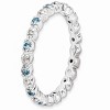 Black Bow Jewelry 2.25mm Stackable Blue Topaz & .04 Ctw HI/I3 Diamond Silver Band - 3 of 4