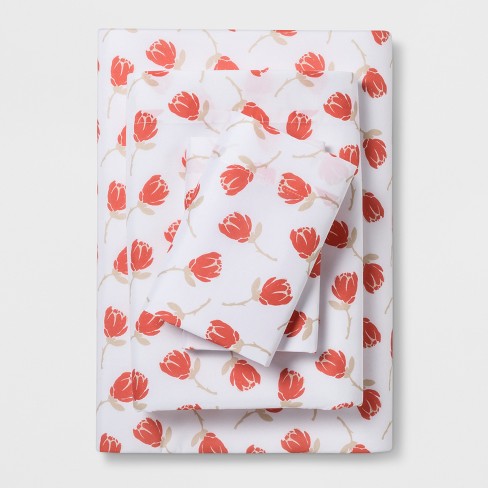 Twin Twin Xl Microfiber Sheet Set Coral Floral Room Essentials