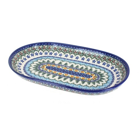 Blue Rose Polish Pottery Holiday Pine Medium Oval Dish : Target