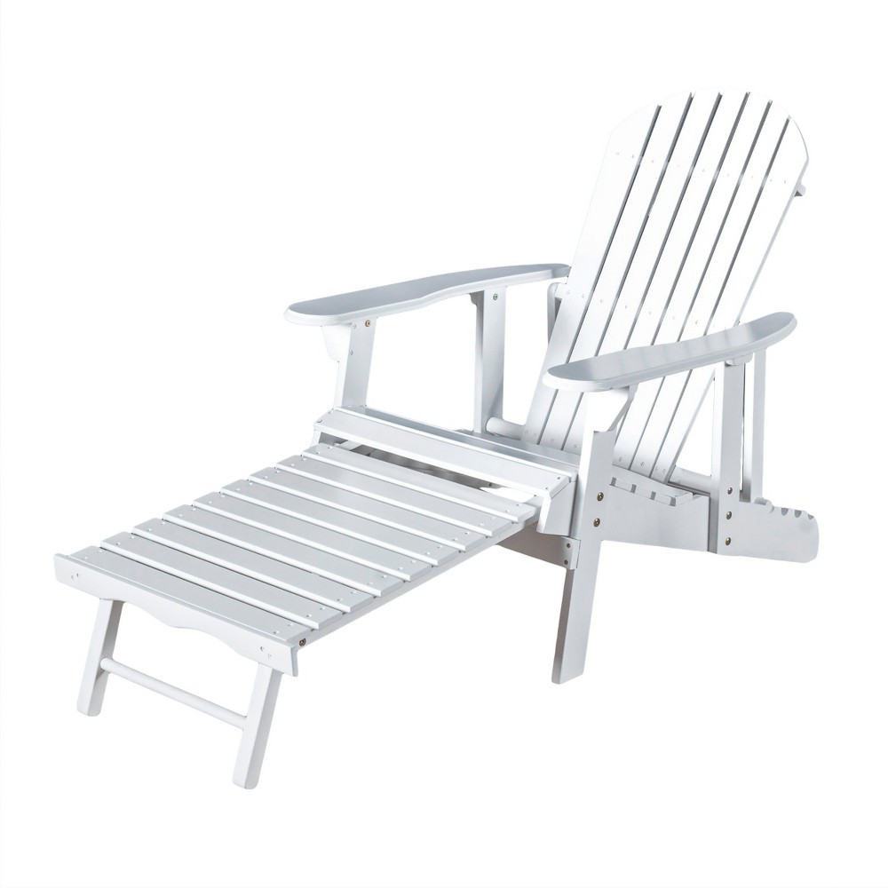 Hayle Reclining Wood Adirondack Chair with Footrest - White - Christopher Knight Home: Outdoor Patio Seating, Weather-Resistant
